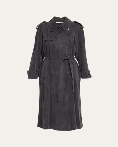 Helmut Lang Fluid Trench Coat In Purple