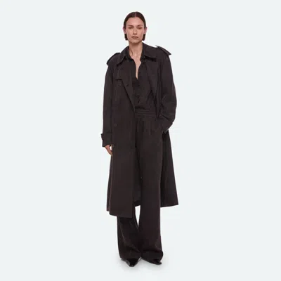 Helmut Lang Fluid Trench Coat In Truffle