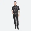 Helmut Lang Foiled Denim Shirt Jacket In Black Distress Metal Crash