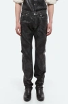Helmut Lang Men's Low-rise Metallic Foil Denim Relaxed-leg Jeans In Black Distress Metal Crash
