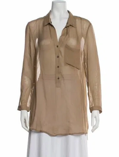Pre-owned Helmut Lang For Intermix V-neck Long Sleeve Top In Brown