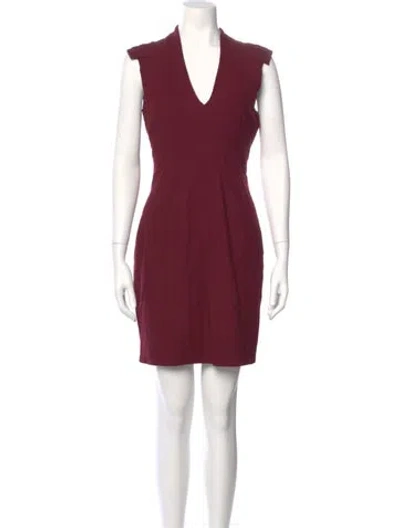 Pre-owned Helmut Lang For Intermix V-neck Mini Dress In Burgundy