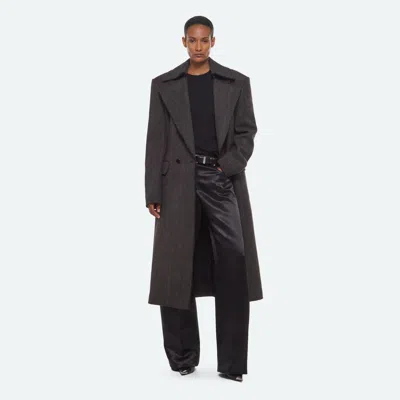 Helmut Lang Frayed Sculptural Coat In Gray