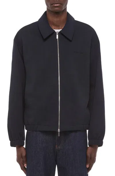 Helmut Lang French Terry Full Zip Jacket In Navy