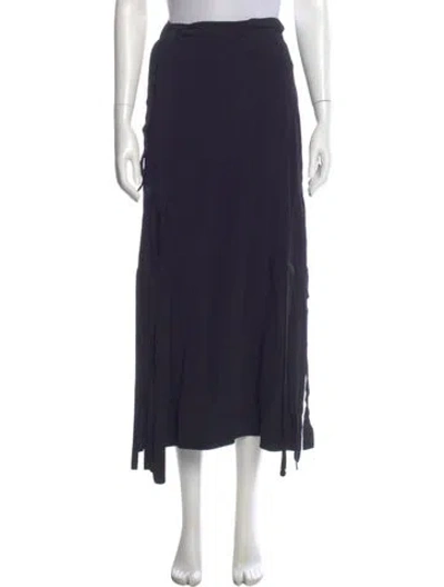 Pre-owned Helmut Lang Fringe Trim Accent Midi Length Skirt In Blue