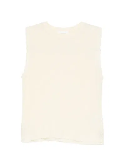 Helmut Lang Fringed Knitted Top In Nude