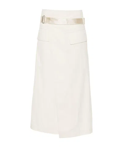 Helmut Lang Front Slit Skirt In White