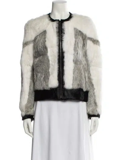 Pre-owned Helmut Lang Fur Tweed Pattern Fur Jacket In Neutral