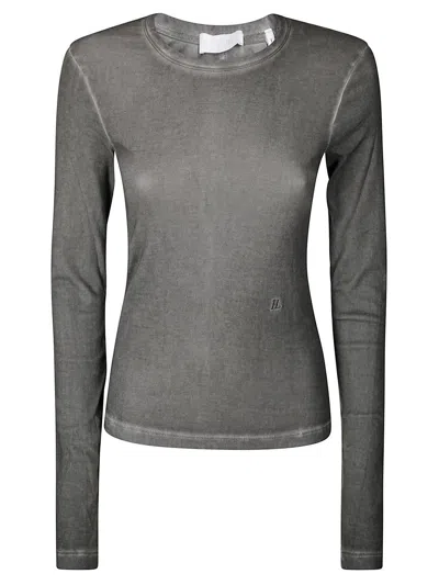 Helmut Lang Garment-dyed Long-sleeved T-shirt In Gunmetal