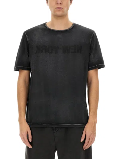 Helmut Lang "garment Dyed New York" T Shirt In Black
