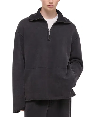 Helmut Lang Garment Washed Upstate Quarter Zip Sweatshirt In Black