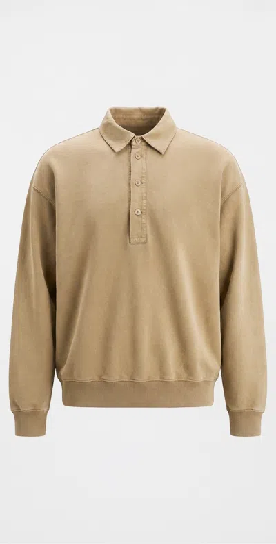 Helmut Lang Garment-dyed French Terry Polo Ochre