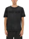 Helmut Lang Washed Black Short-sleeve T-shirt With Reversed Print In Black