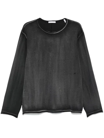 Helmut Lang Gd Raw Ls T-shirt.garmen Clothing In Black