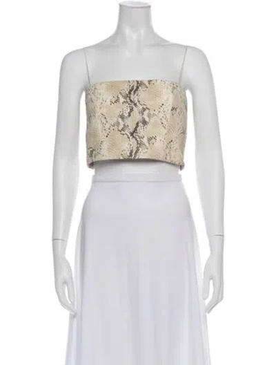 Pre-owned Helmut Lang Goat Leather Animal Print Crop Top In Neutral