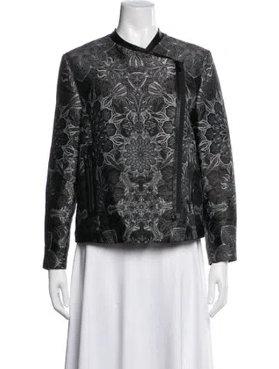 Pre-owned Helmut Lang Graphic Print Biker Jacket In Gray
