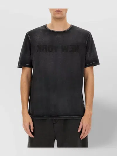 Helmut Lang Graphic Print Contrast Stitching T-shirt In Black