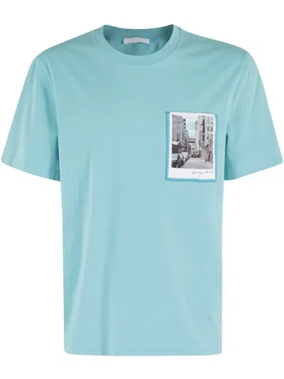 Helmut Lang Graphic-print Cotton T-shirt In Blue
