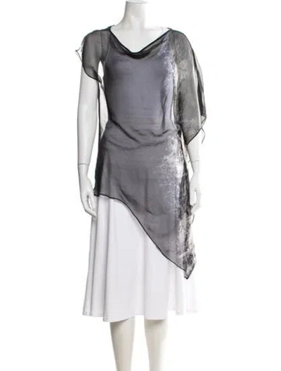 Pre-owned Helmut Lang Graphic Print Cowl Neck Top In Black