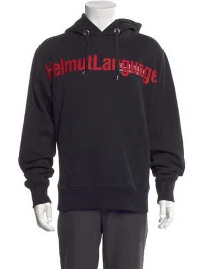 Pre-owned Helmut Lang Graphic Print Crew Neck Hoodie In Black