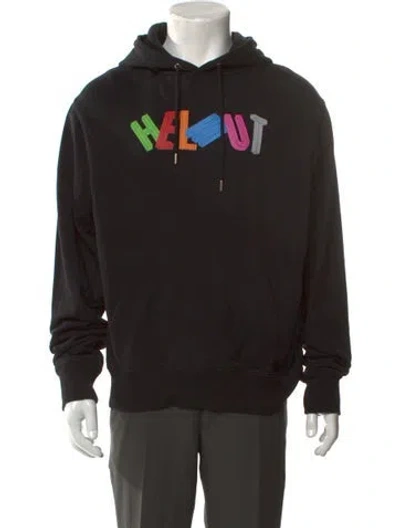 Pre-owned Helmut Lang Graphic Print Crew Neck Hoodie In Black