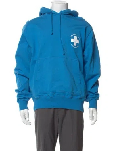 Pre-owned Helmut Lang Graphic Print Crew Neck Hoodie In Blue