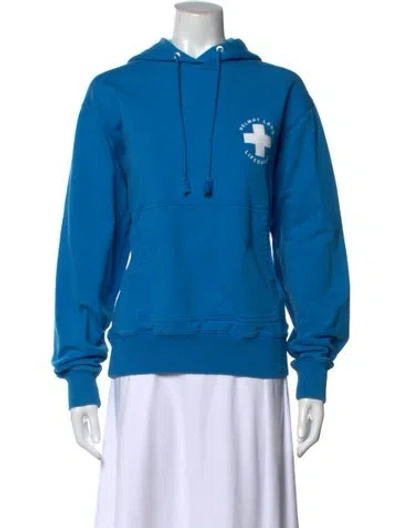 Pre-owned Helmut Lang Graphic Print Crew Neck Hoodie In Blue