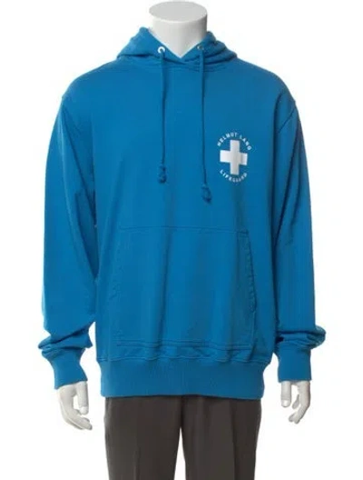 Pre-owned Helmut Lang Graphic Print Crew Neck Hoodie In Blue