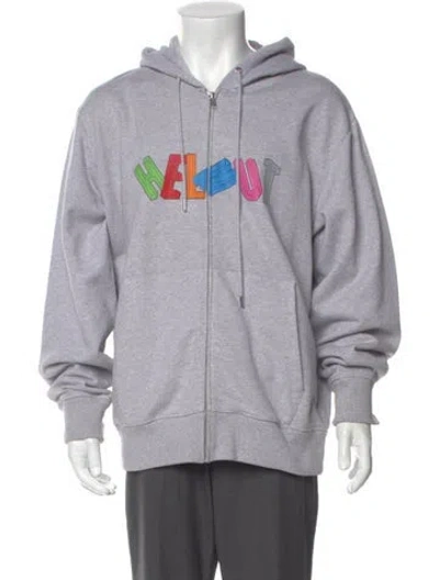 Pre-owned Helmut Lang Graphic Print Crew Neck Hoodie In Gray