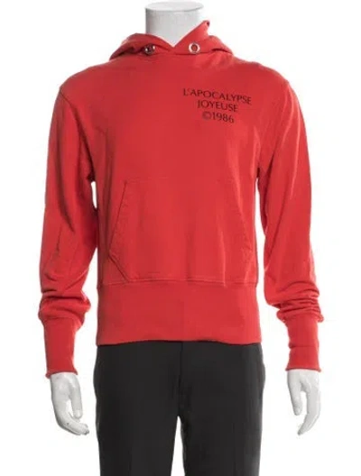 Pre-owned Helmut Lang Graphic Print Crew Neck Hoodie In Red