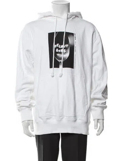 Pre-owned Helmut Lang Graphic Print Crew Neck Hoodie In White