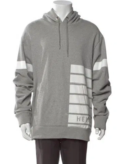 Pre-owned Helmut Lang Graphic Print Crew Neck Polo Sweater In Gray