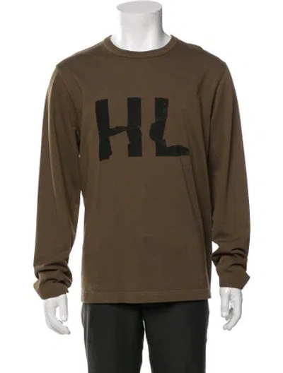 Pre-owned Helmut Lang Graphic Print Crew Neck Pullover In Green