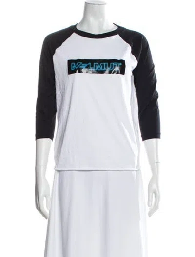 Pre-owned Helmut Lang Graphic Print Crew Neck Sweater In White