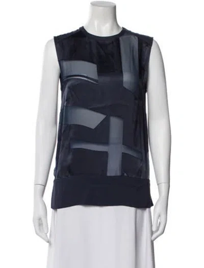 Pre-owned Helmut Lang Graphic Print Crew Neck Top In Blue