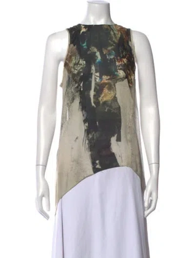Pre-owned Helmut Lang Graphic Print Crew Neck Top In Neutrals