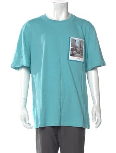 Pre-owned Helmut Lang Graphic Print Crew Neck T-shirt In Blue