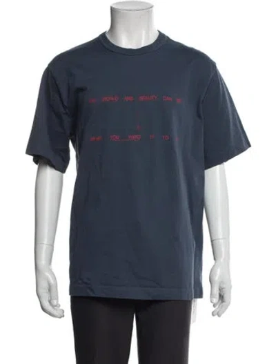 Pre-owned Helmut Lang Graphic Print Crew Neck T-shirt In Blue
