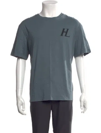 Pre-owned Helmut Lang Graphic Print Crew Neck T-shirt In Blue