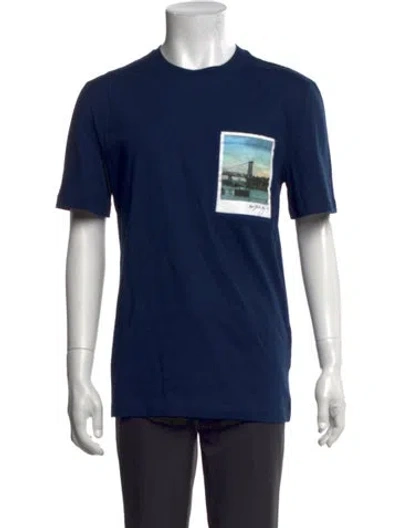 Pre-owned Helmut Lang Graphic Print Crew Neck T-shirt W/ Tags In Blue