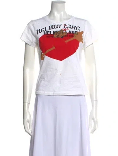 Pre-owned Helmut Lang Graphic Print Crew Neck T-shirt In White
