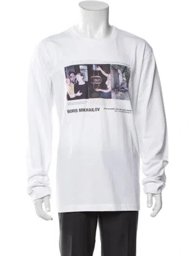Pre-owned Helmut Lang Graphic Print Crew Neck T-shirt In White