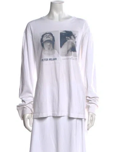 Pre-owned Helmut Lang Graphic Print Crew Neck T-shirt In White
