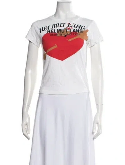 Pre-owned Helmut Lang Graphic Print Crew Neck T-shirt In White