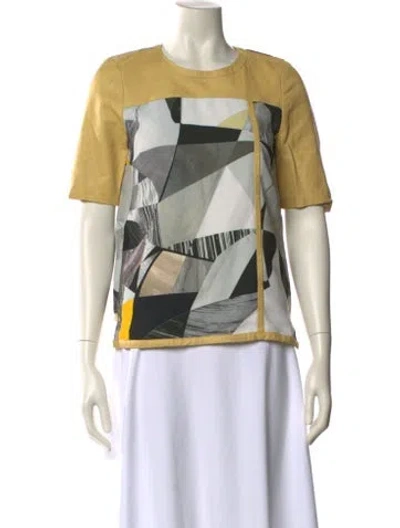 Pre-owned Helmut Lang Graphic Print Crew Neck T-shirt In Yellow