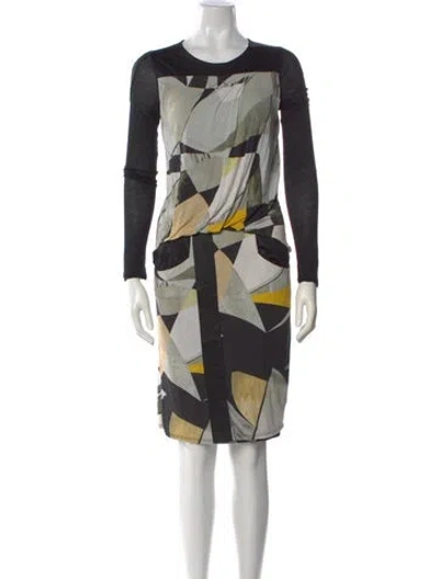Pre-owned Helmut Lang Graphic Print Knee-length Dress In Black