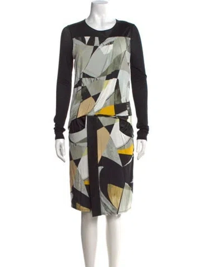 Pre-owned Helmut Lang Graphic Print Knee-length Dress W/ Tags In Black