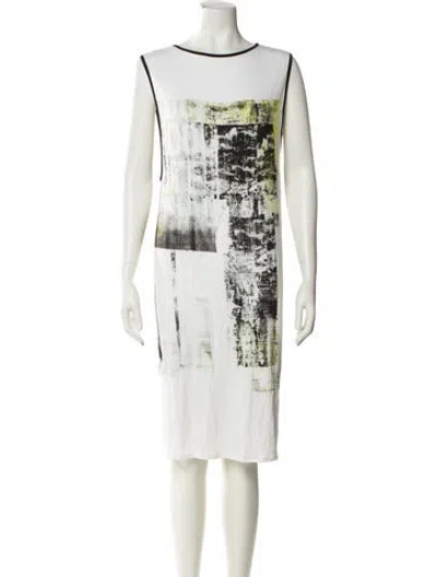 Pre-owned Helmut Lang Graphic Print Knee-length Dress In White