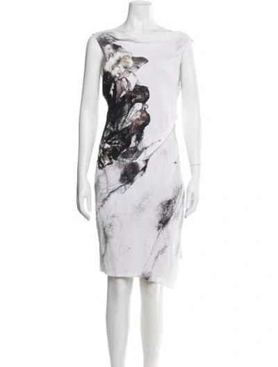 Pre-owned Helmut Lang Graphic Print Knee-length Dress In White