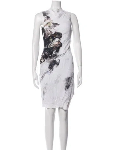 Pre-owned Helmut Lang Graphic Print Knee-length Dress In White